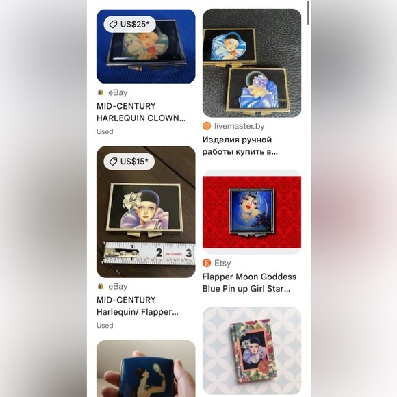 Art Deco Style Compact with Clown Design. Vintage (1960-1970) - Picture 7 of 7